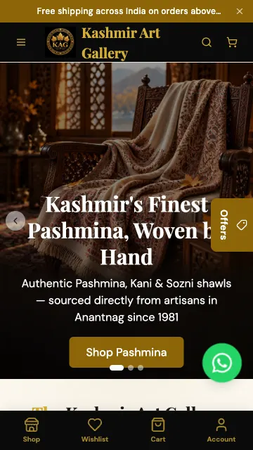 Kashmir Art Gallery store on a phone