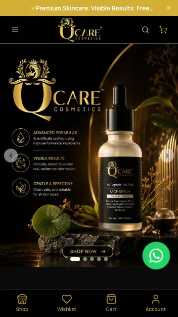 Qcare Cosmetics store on a phone